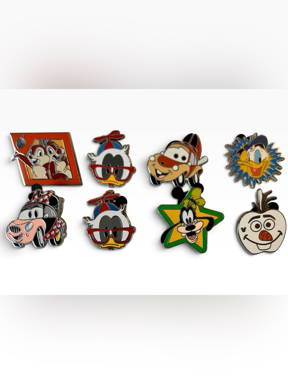Disney Trading Pins Lot of 8 - Donald Duck Hidden Mickey Olaf, Minnie Car Goofy
